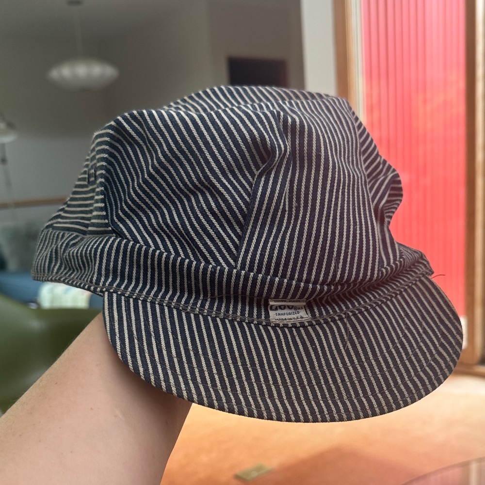 Vintage Lee railroad conductor engineer hat striped union made sanforized